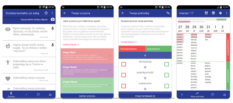 Przykładowe zrzuty ekranu z Google Play aplikacji Dziennik potrzeb